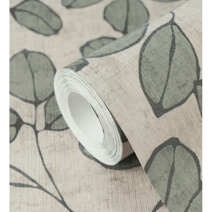 Papel pintado hojas vintage pátina verde bosque claro - Euca Pristine 684944
