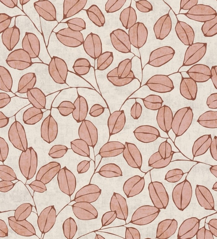 Papel pintado hojas vintage pátina bermellón claro - Euca Pristine 684945