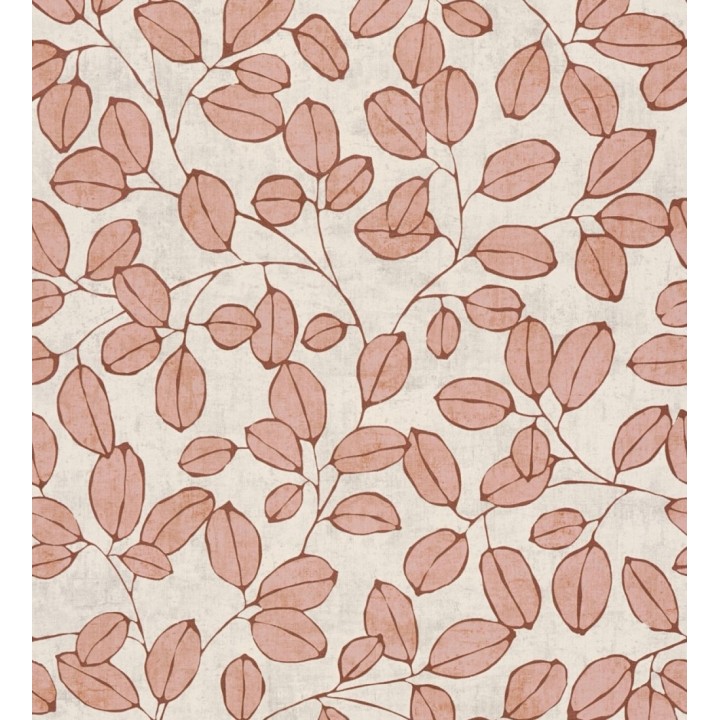 Papel pintado hojas vintage pátina bermellón claro - Euca Pristine 684945
