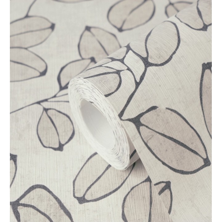 Papel pintado hojas vintage pátina gris piedra - Euca Pristine 684947