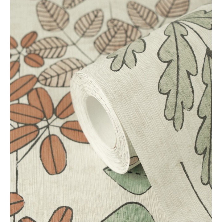 Papel pintado herbario retro vintage refinado pátina fondo color arena - Adelaide Lush 684949