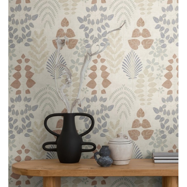 Papel pintado herbario retro vintage refinado pátina fondo color beige - Adelaide Lush 684950