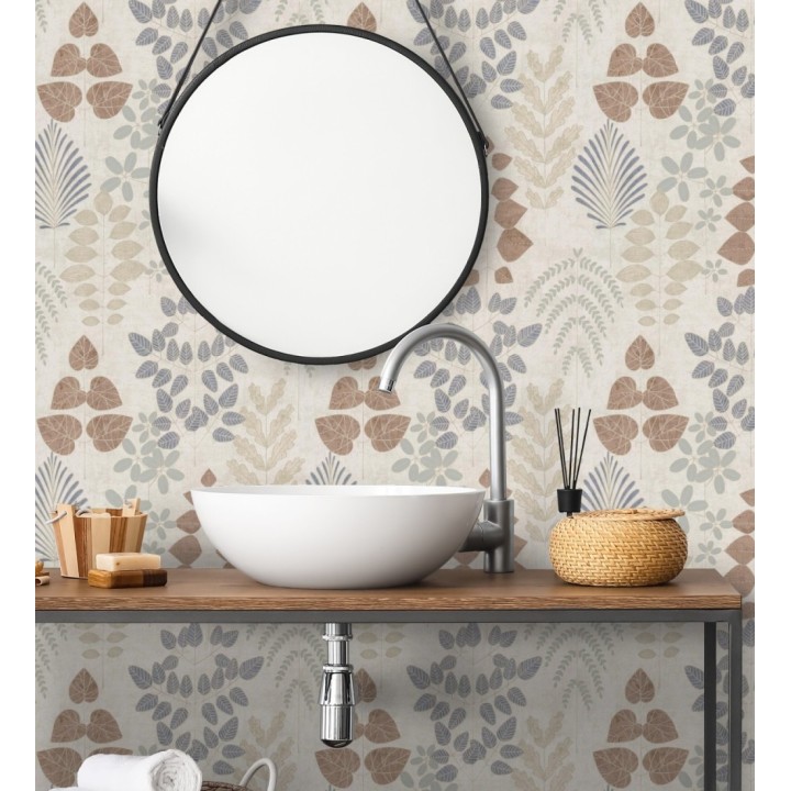 Papel pintado herbario retro vintage refinado pátina fondo color beige - Adelaide Lush 684950