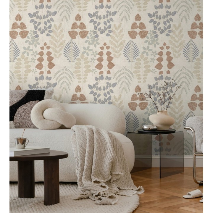 Papel pintado herbario retro vintage refinado pátina fondo color beige - Adelaide Lush 684950