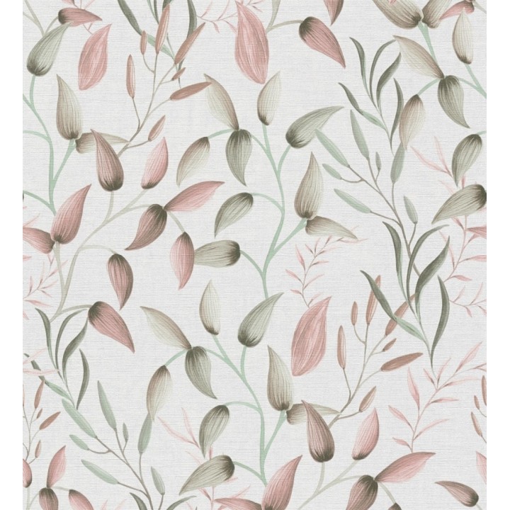 Papel pintado botánico vintage de hojas rosa y beige neutro - Saya Sweet 684974