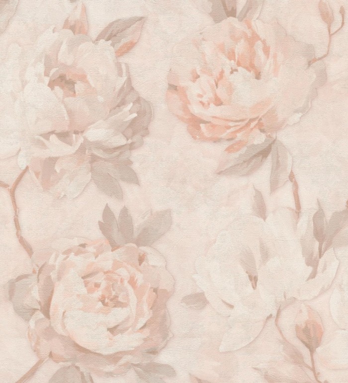 Papel pintado de peonías óleo vintage refinado fondo albaricoque claro - Florence Graceful 684983