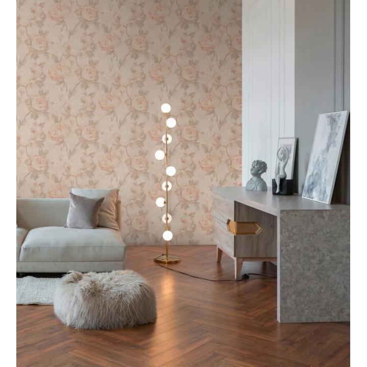 Papel pintado de peonías óleo vintage refinado fondo albaricoque claro - Florence Graceful 684983