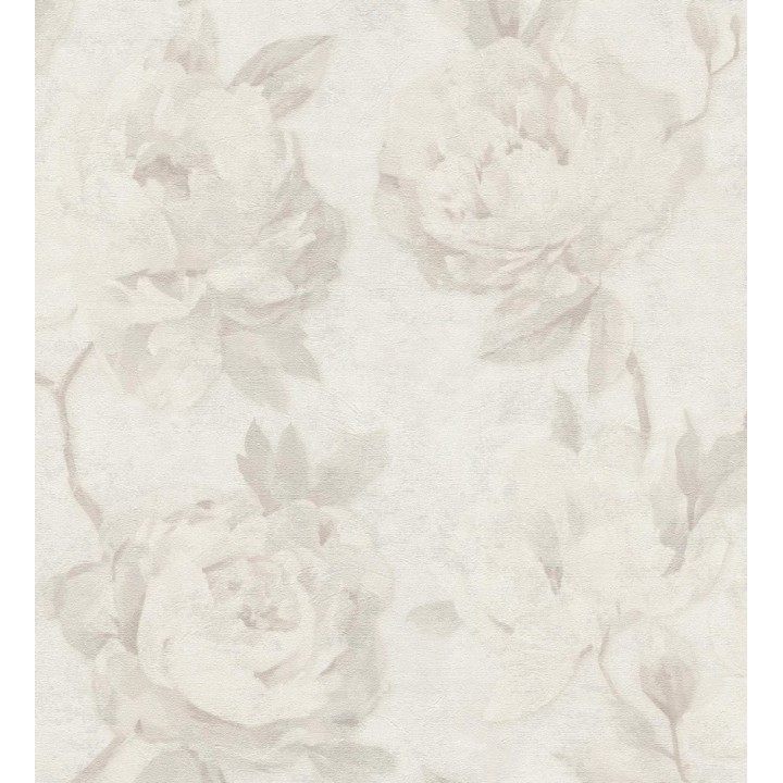 Papel pintado de peonías óleo vintage refinado fondo blanco roto - Florence Graceful 684984