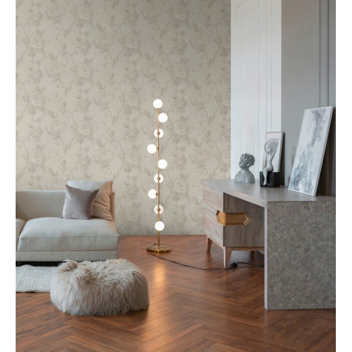 Papel pintado de peonías óleo vintage refinado fondo blanco roto - Florence Graceful 684984