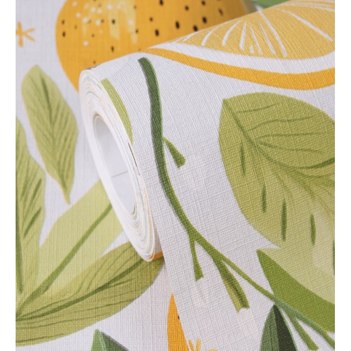 Papel pintado limones estilo chic campestre fondo gris glaciar - Citrus Sweet 684985