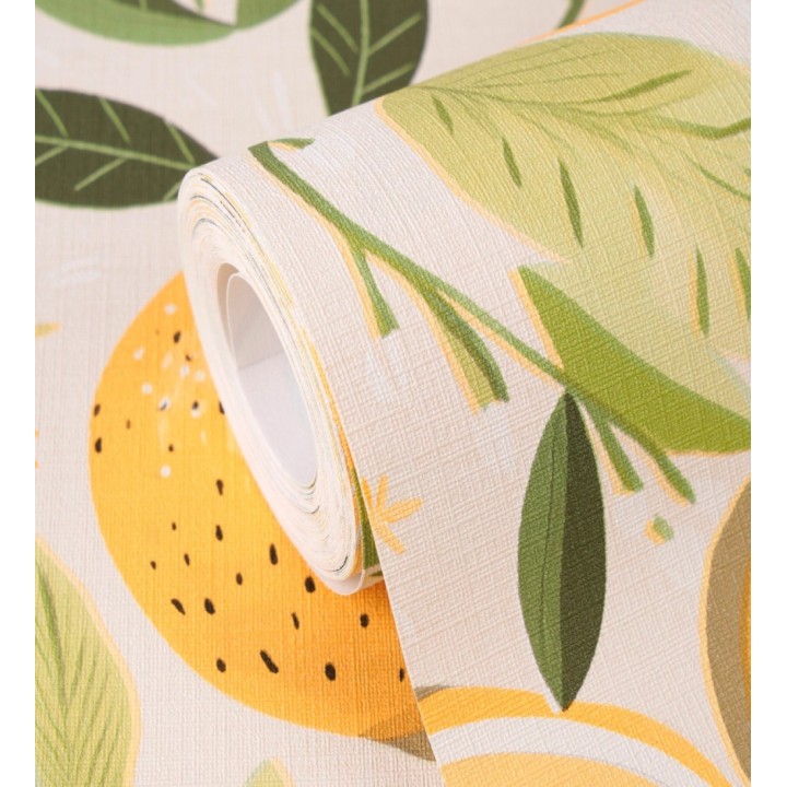 Papel pintado limones estilo chic campestre fondo arena - Citrus Sweet 684986
