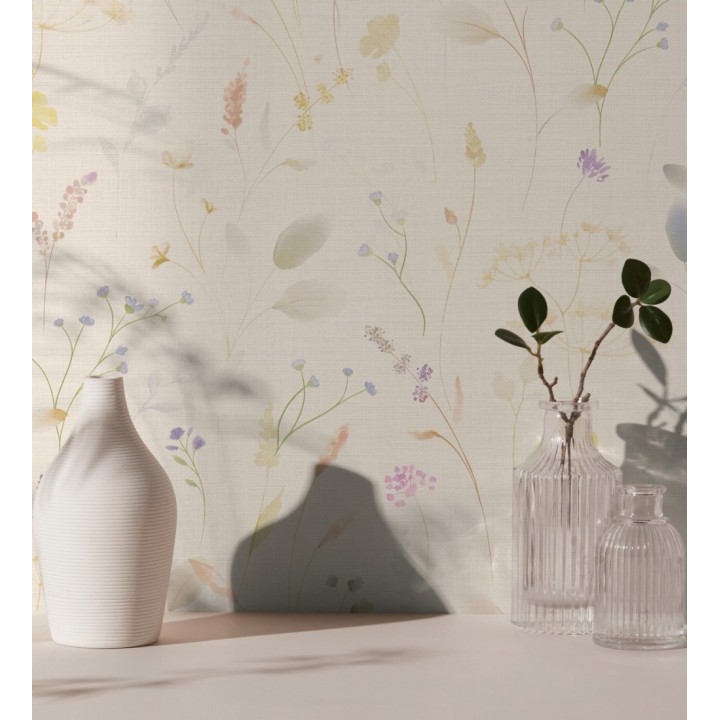 Papel pintado flores silvestres vintage en acuarela fondo texturizado - Sora Painted 684988