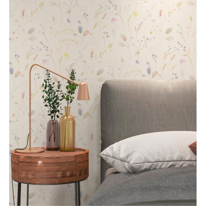 Papel pintado flores silvestres vintage en acuarela fondo texturizado - Sora Painted 684988