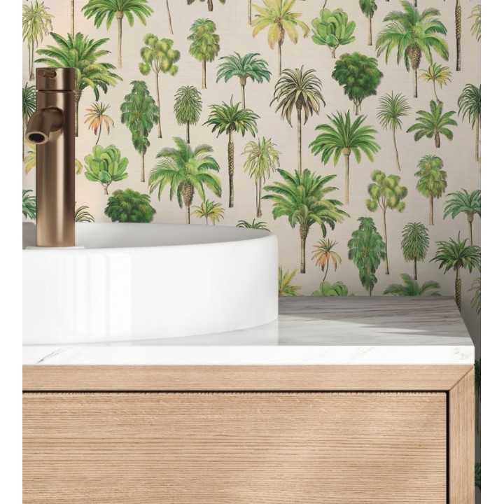 Papel pintado botánico de palmeras coloniales fondo arena - Savanna Palm 684991