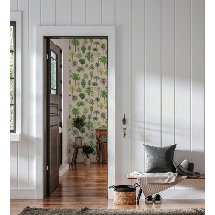 Papel pintado botánico de palmeras coloniales fondo arena - Savanna Palm 684991