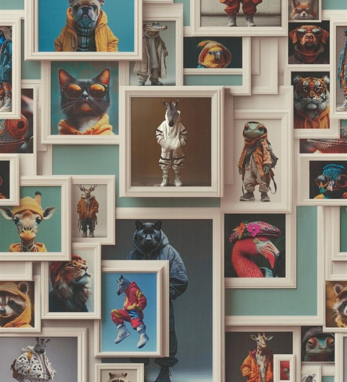 Papel pintado retratos animales hipsters fauna urbana - Bronx Bold 684997