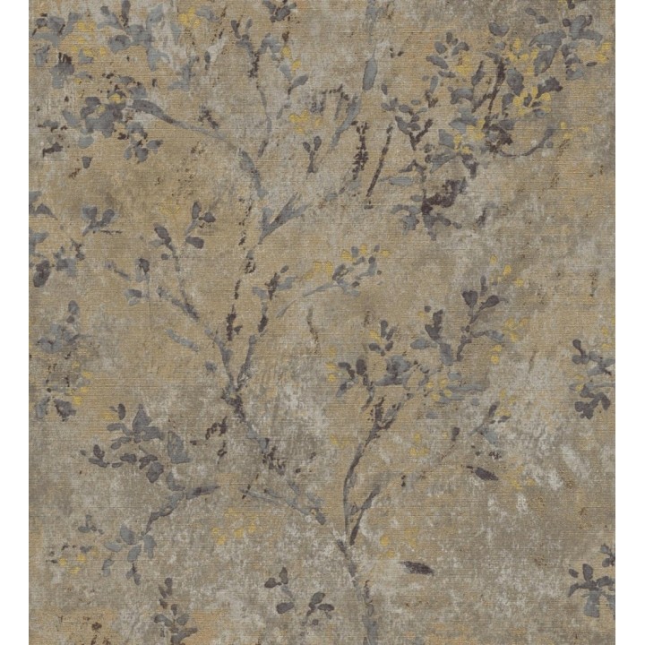 Papel pintado ramas de árboles zen fondo lienzo pátina desgastado - Siena Provence 685000