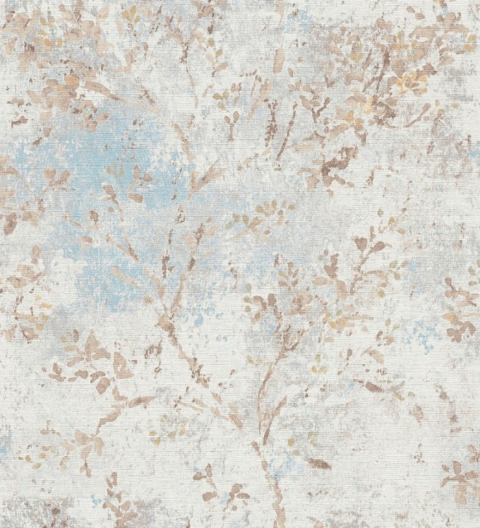 Papel pintado ramas de árboles zen fondo lienzo pátina desgastado - Siena Provence 685001