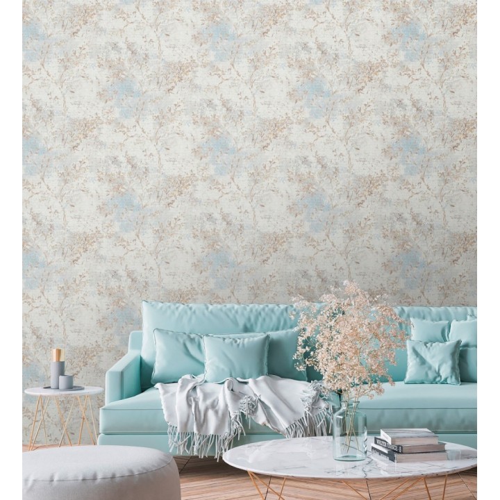 Papel pintado ramas de árboles zen fondo lienzo pátina desgastado - Siena Provence 685001