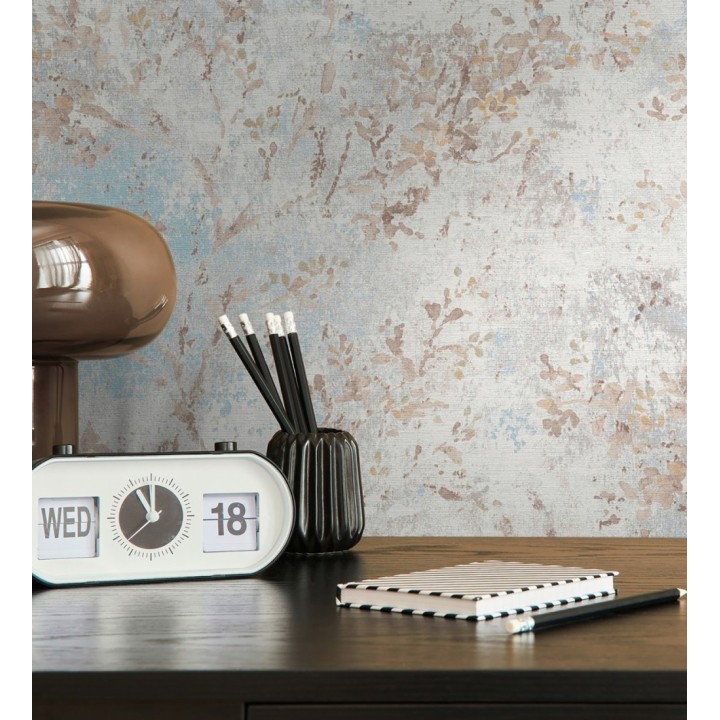 Papel pintado ramas de árboles zen fondo lienzo pátina desgastado - Siena Provence 685001