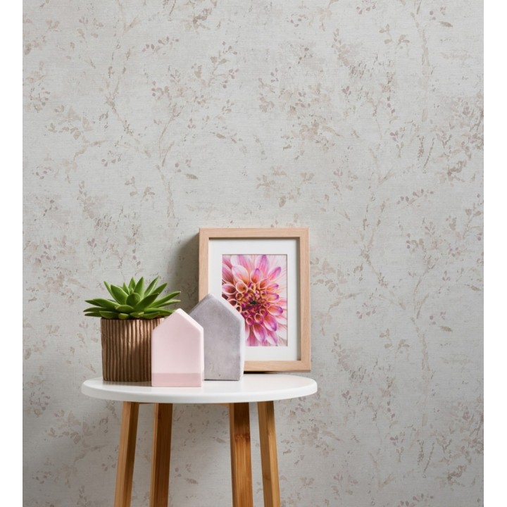 Papel pintado ramas de árboles zen fondo lienzo pátina desgastado - Siena Provence 685002