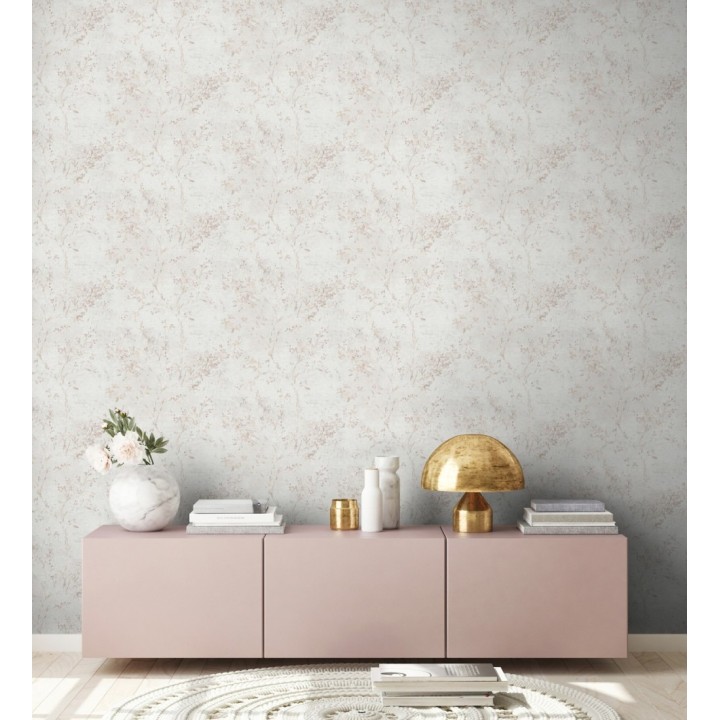 Papel pintado ramas de árboles zen fondo lienzo pátina desgastado - Siena Provence 685002