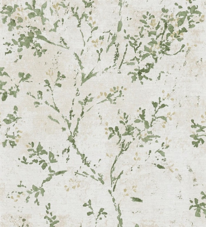 Papel pintado ramas de árboles zen fondo lienzo pátina desgastado - Siena Provence 685003