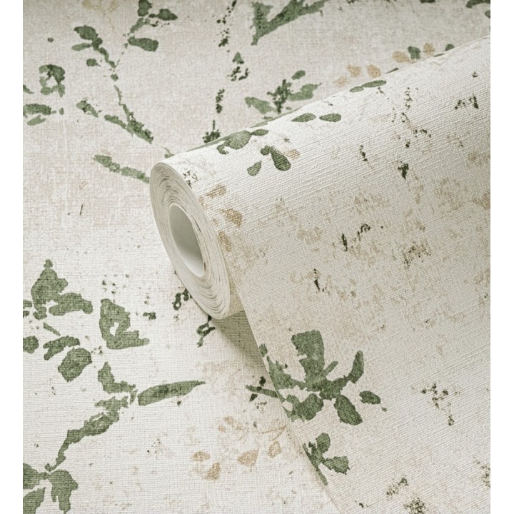 Papel pintado ramas de árboles zen fondo lienzo pátina desgastado - Siena Provence 685003