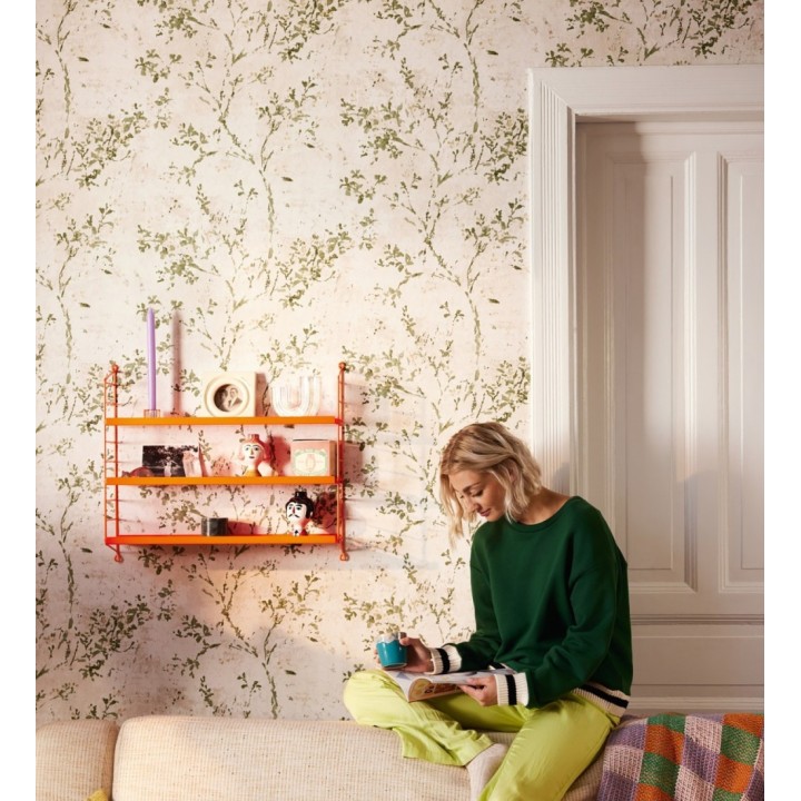 Papel pintado ramas de árboles zen fondo lienzo pátina desgastado - Siena Provence 685003