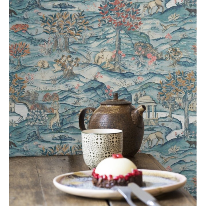 Papel pintado paisaje bucólico templos y fauna lienzo - Alistair Scenic 685070