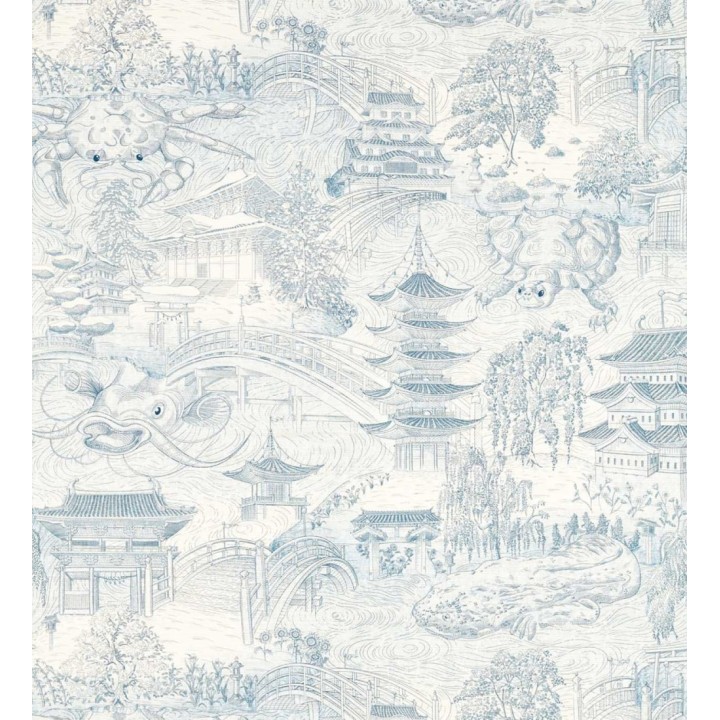 Papel pintado toile de jouy japonés puentes y templos - Kyoto Illustrative 685071
