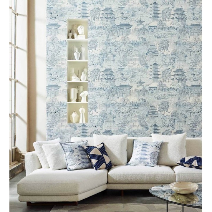 Papel pintado toile de jouy japonés puentes y templos - Kyoto Illustrative 685071