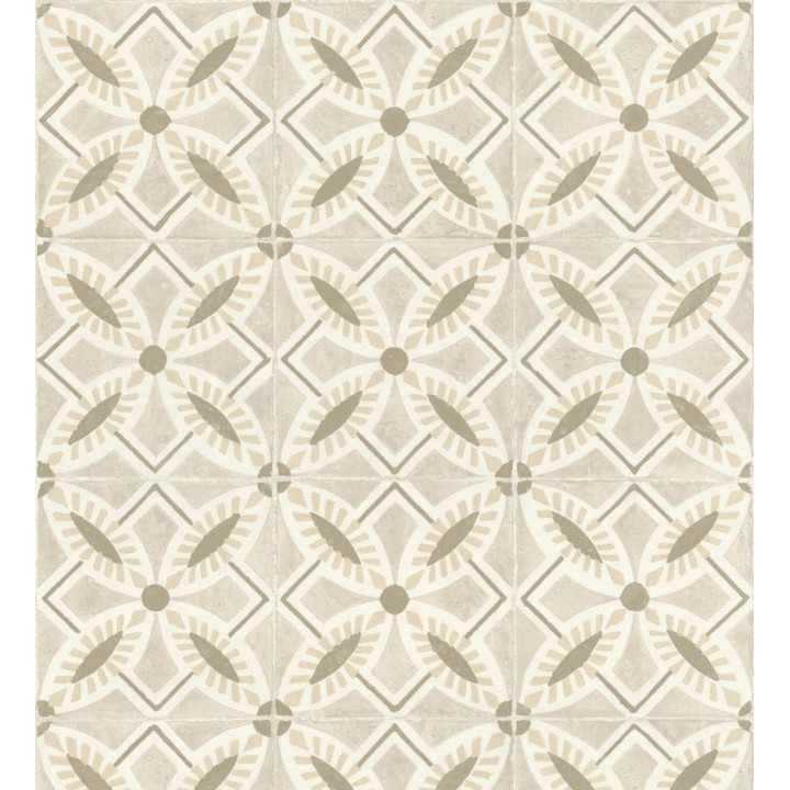 Papel pintado de azulejos hidráulicos fondo beige - Lisbon Tile 685083