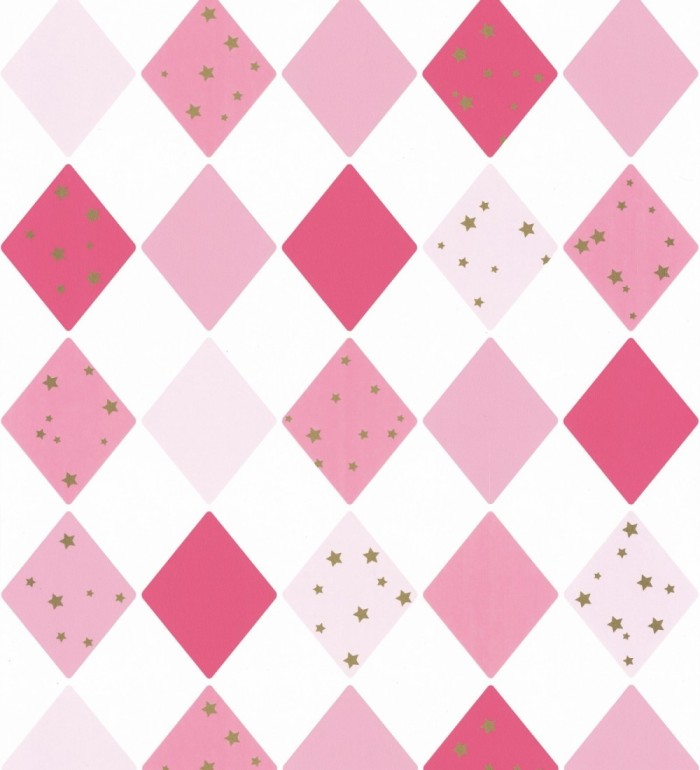 Papel pintado infantil de rombos rosas - Little Kites 126694