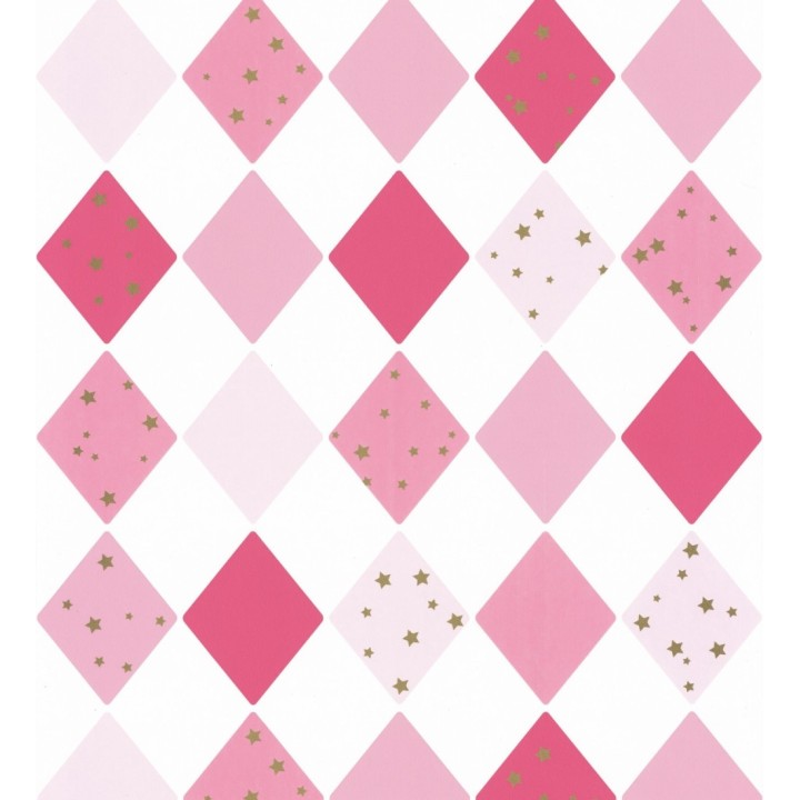 Papel pintado infantil de rombos rosas - Little Kites 126694