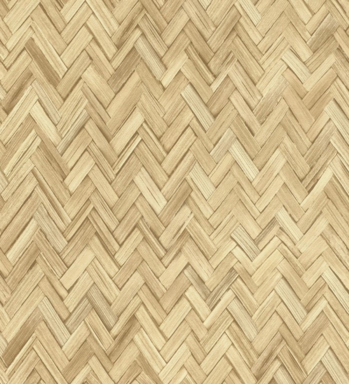 Papel pintado ratán diseño espiga tono arena - Bangkok Rattan 685085