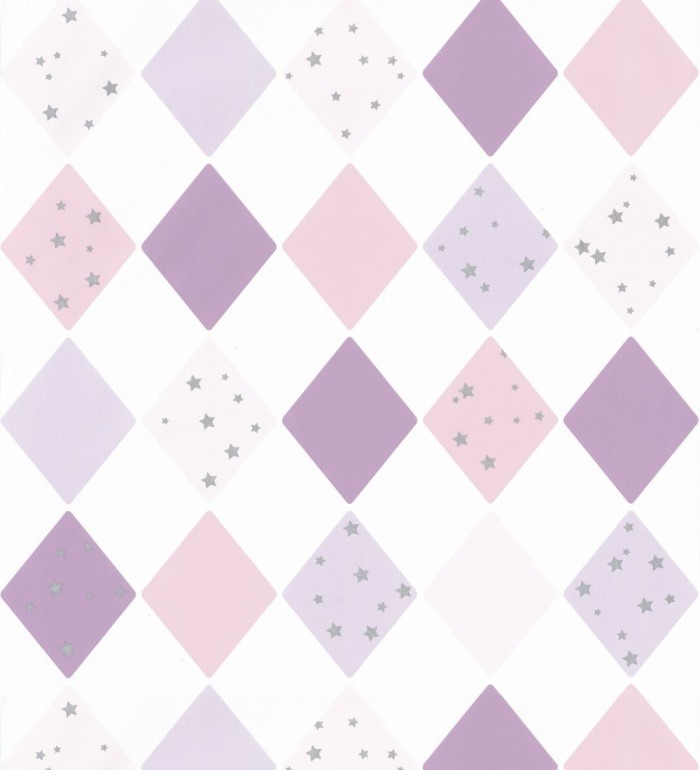 Papel pintado infantil de rombos moradas - Little Kites 126695