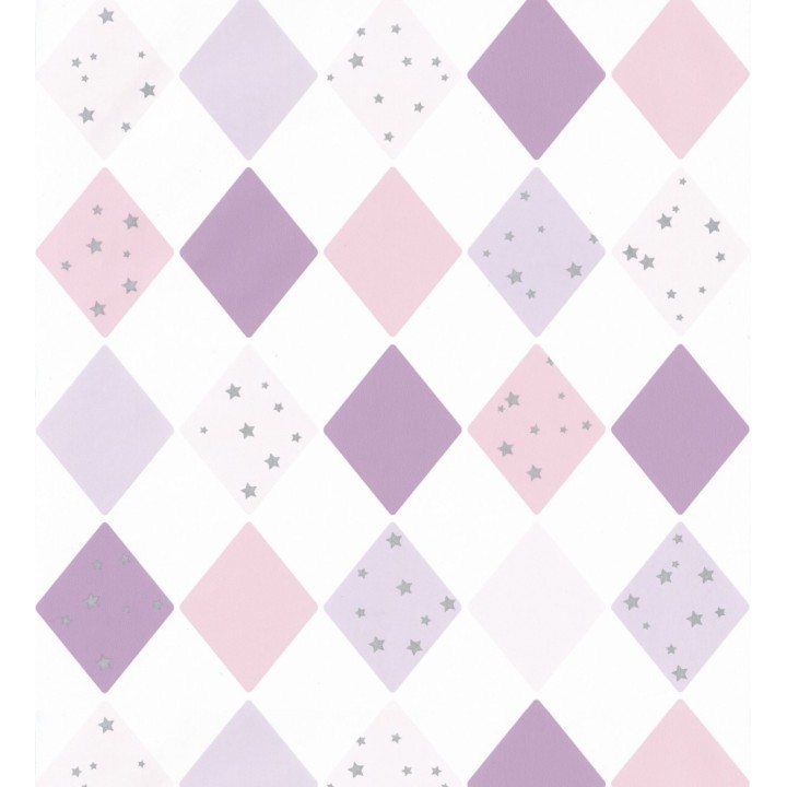 Papel pintado infantil de rombos moradas - Little Kites 126695