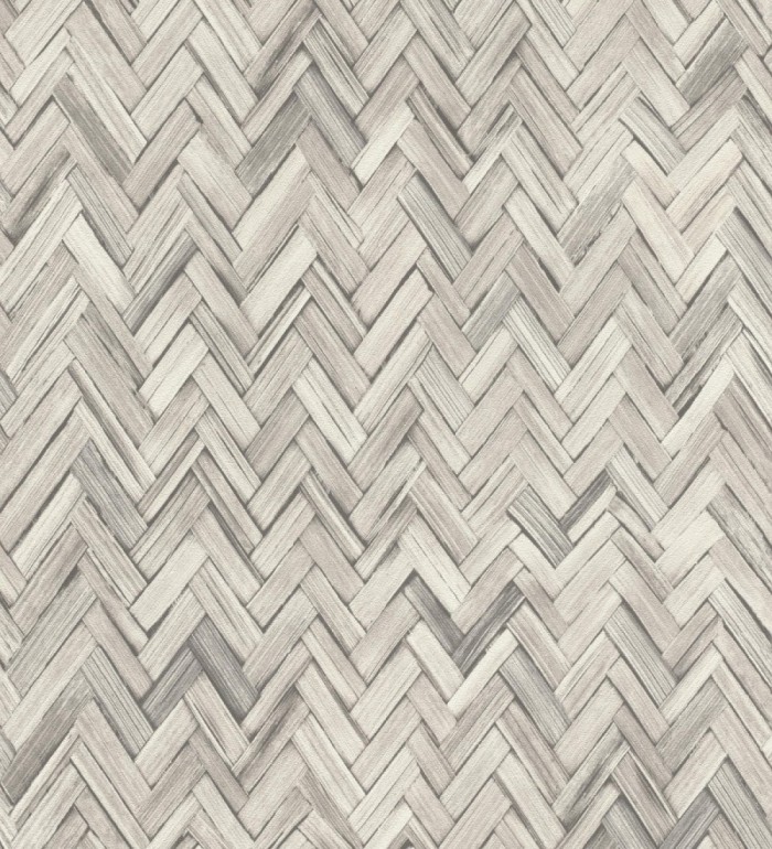 Papel pintado ratán diseño espiga tono gris cálido - Bangkok Rattan 685087