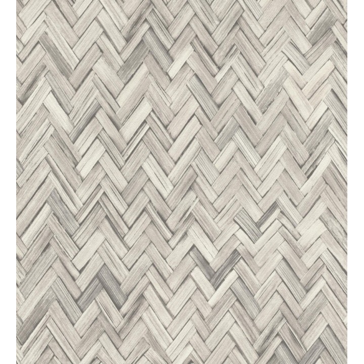 Papel pintado ratán diseño espiga tono gris cálido - Bangkok Rattan 685087