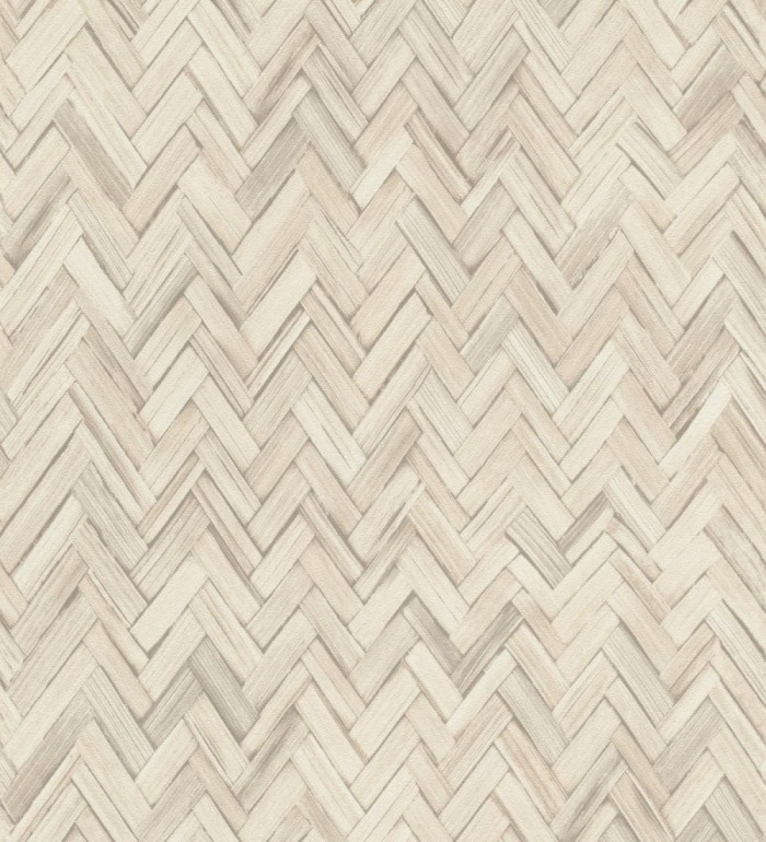 Papel pintado ratán diseño espiga tono beige claro - Bangkok Rattan 685088
