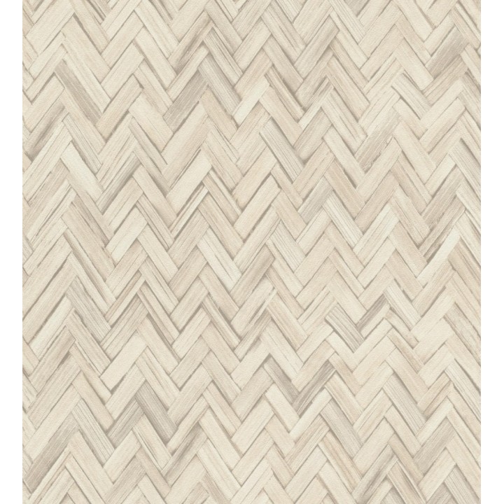 Papel pintado ratán diseño espiga tono beige claro - Bangkok Rattan 685088