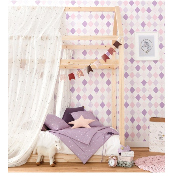 Papel pintado infantil de rombos moradas - Little Kites 126695