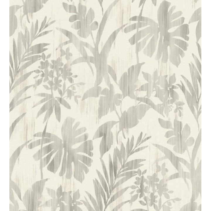 Papel pintado siluetas hojas grises efecto textil desgastado - Loire Delice 685090