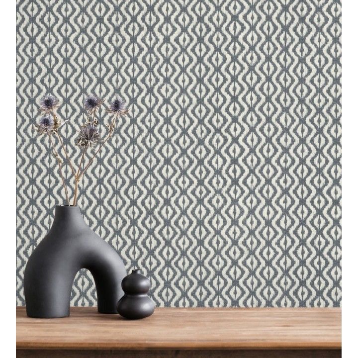 Papel pintado telar de mali lino azul textura ancestral - Agra Woven 685094