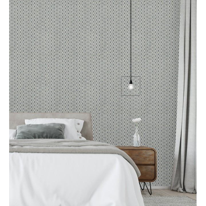 Papel pintado telar de mali lino azul textura ancestral - Agra Woven 685094