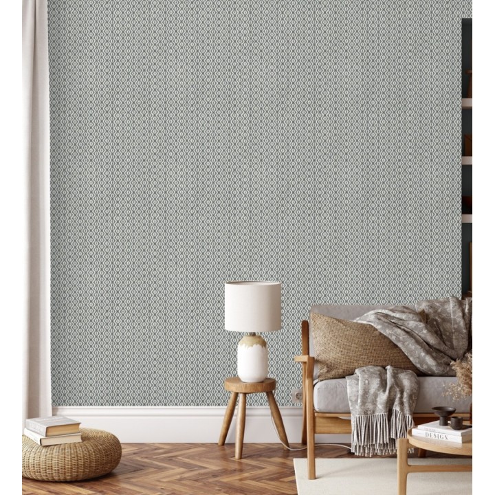 Papel pintado telar de mali lino azul textura ancestral - Agra Woven 685094