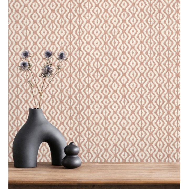 Papel pintado telar de mali lino rojo teja textura ancestral - Agra Woven 685096