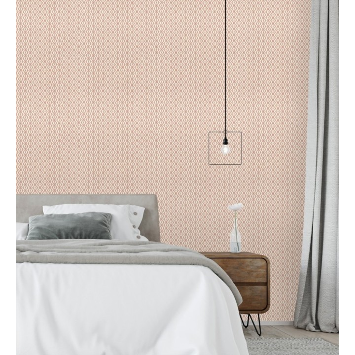 Papel pintado telar de mali lino rojo teja textura ancestral - Agra Woven 685096