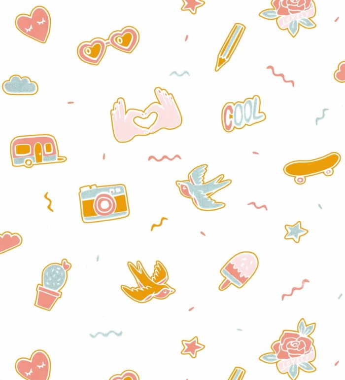 Papel pintado infantil de emoticonos ocre - Cool Life 126700